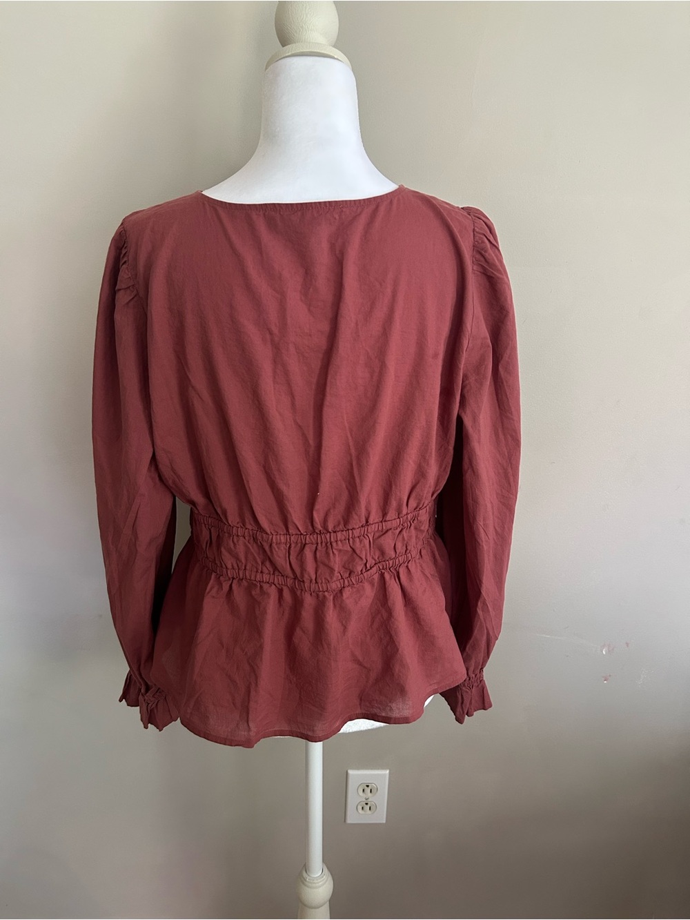 LOFT Double Tie Waist V-Neck Top in Dusty Rose - Picture 8 of 11